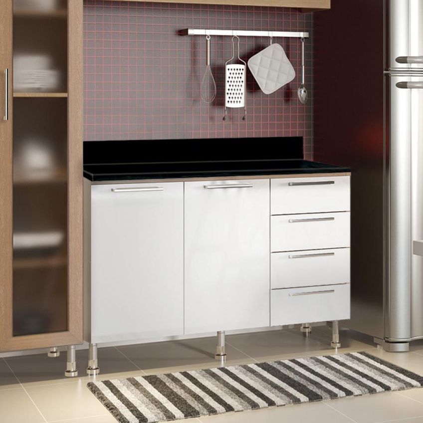 Armario De Cozinha Aspen A48 4 Gavetas Mdf-mdp Amadeirado Ditália Móveis - imagem 4