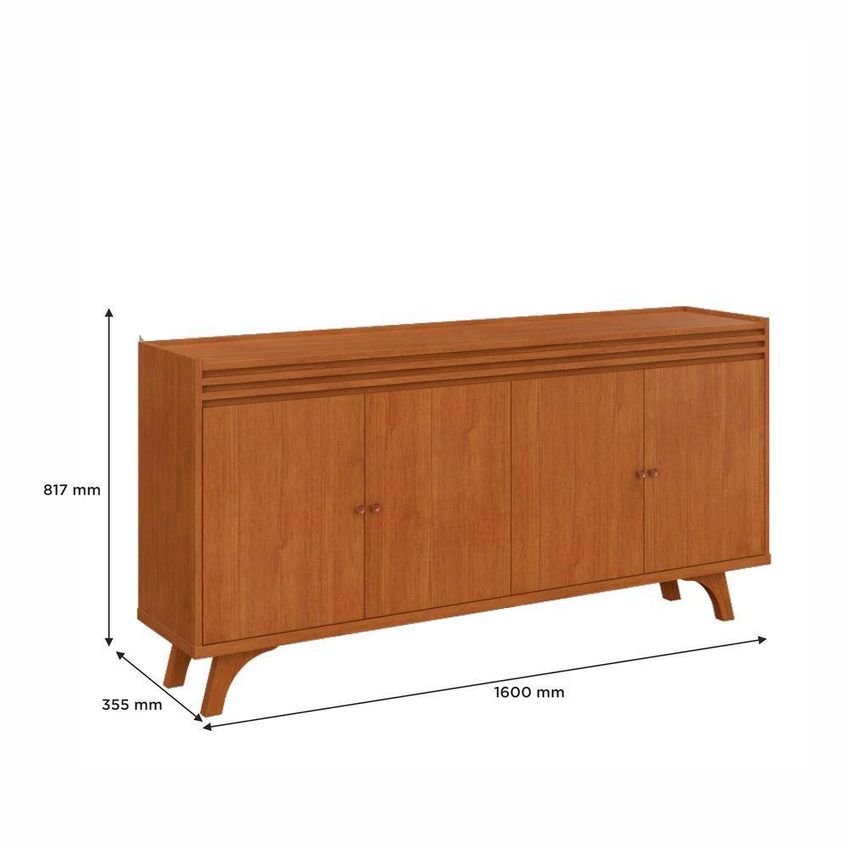 Buffet Sevilha Moderno 4 Portas MDF 160cm Amadeirado Mavaular Móveis - imagem 2