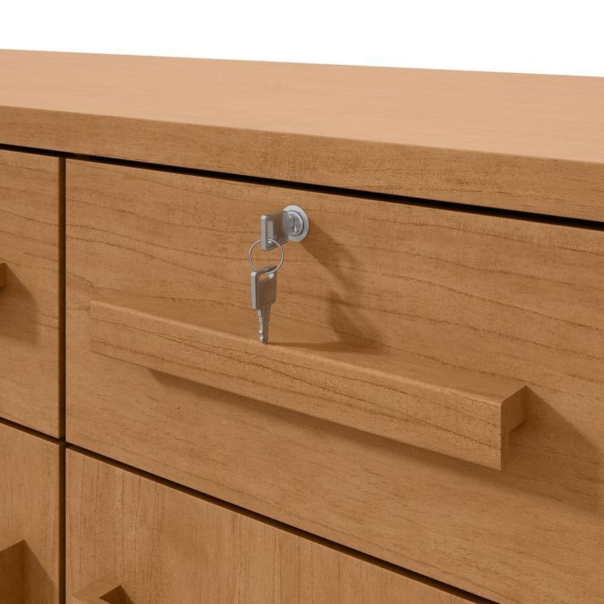Cômoda Toronto 8 Gavetas MDF MDP Puxador MDF Amêndoa Móveis Lopas - imagem 3