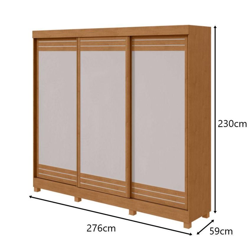Guarda Roupa Casal Nice 3 Portas De Bater 4 Gavetas Mdp Com Corrediças Telescópicas Amendoa - imagem 5