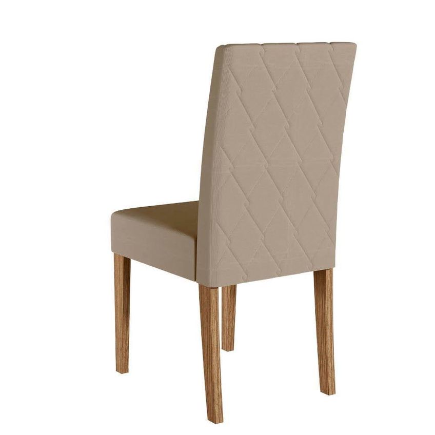 Kit 4 Cadeiras De Jantar Jade MDF Suede Bege Base Carvalho Pallazio - imagem 3