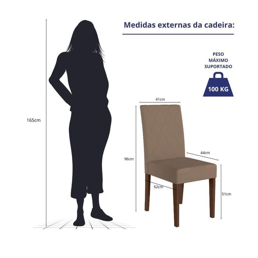 Kit 4 Cadeiras De Jantar Jade MDF Suede Amêndoa Pallazio - imagem 3