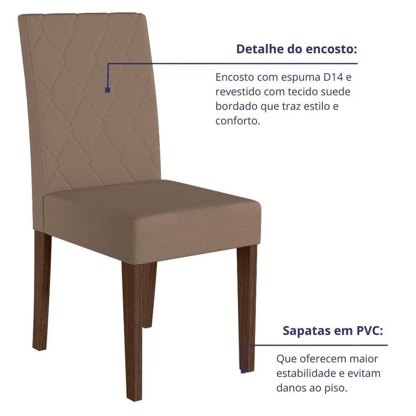 Kit 4 Cadeiras De Jantar Jade MDF Suede Amêndoa Pallazio - imagem 4