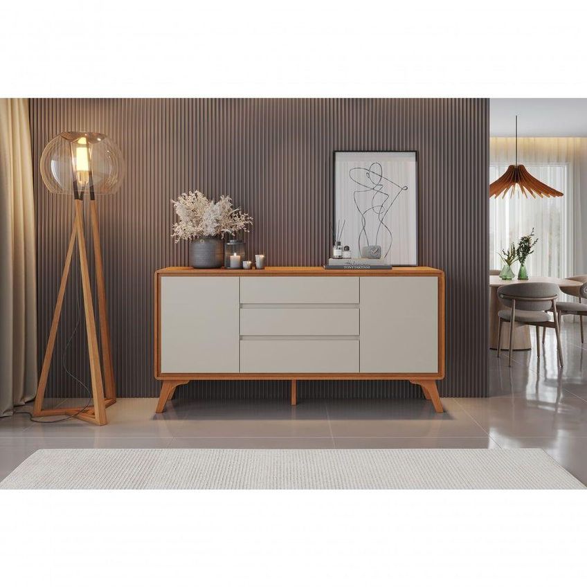 Buffet Sinus Moderno 2 Portas 3 Gavetas MDF 165cm Mavaular Móveis - imagem 3