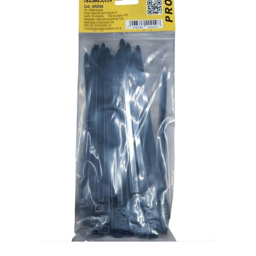 Kit 50 Abraçadeiras De Nylon 20cm X 7,6mm Resistência UV Preta Startools - imagem 3