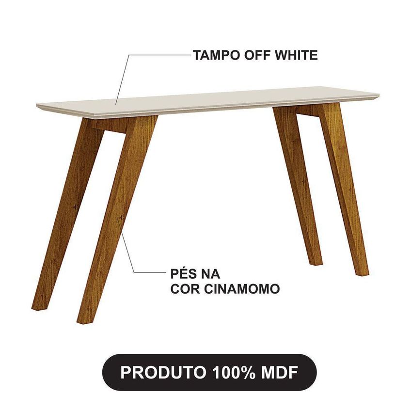 Aparador Lavínia Contemporâneo Sem Porta Sem Gaveta MDF 136cm Cinamomo-Off White Leifer Móveis - imagem 3