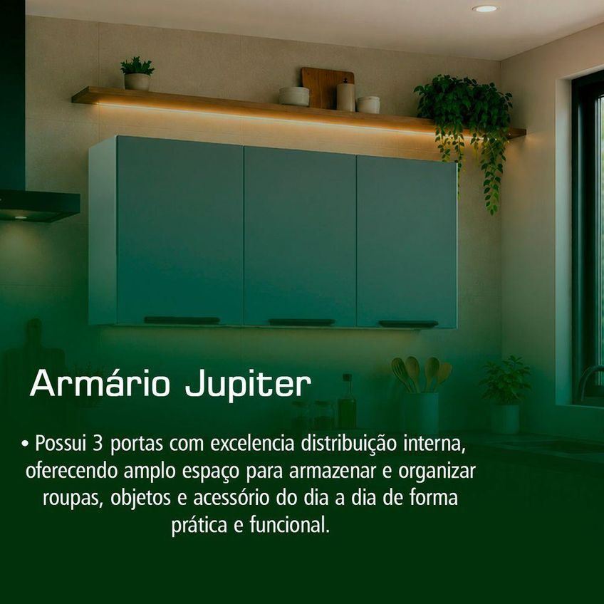 Armário Aéreo Júpiter 115cm 5 Nichos Aço Porta de Bater Cinza Cozimax - imagem 3