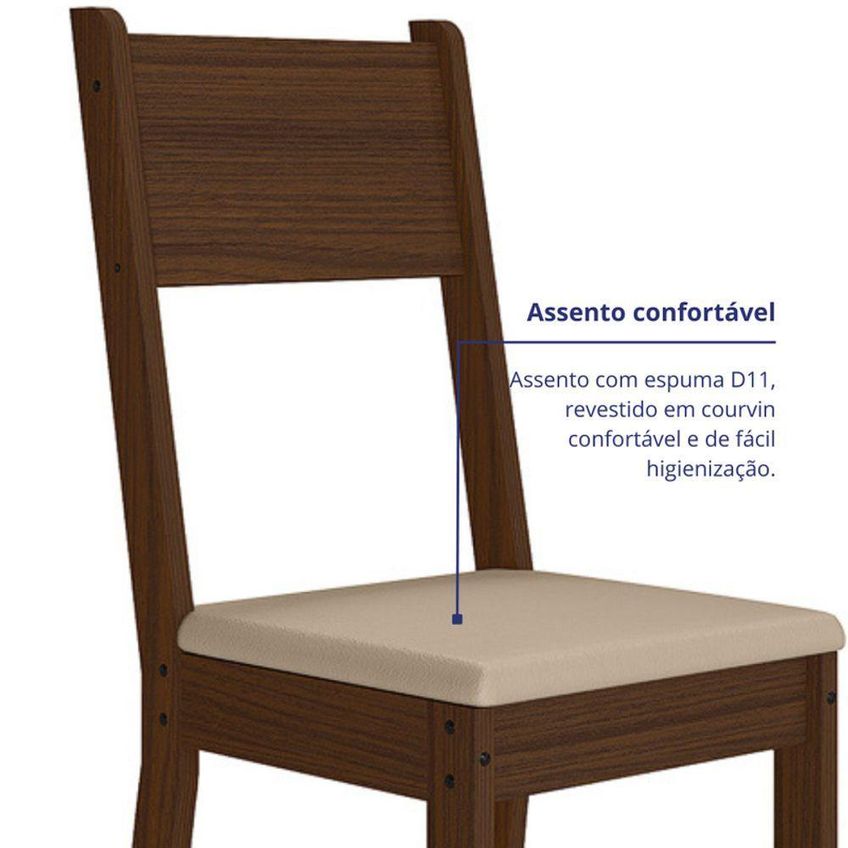 Kit 8 Cadeiras De Jantar Milano MDF Espuma Bege Base Amêndoa Pallazio - imagem 4