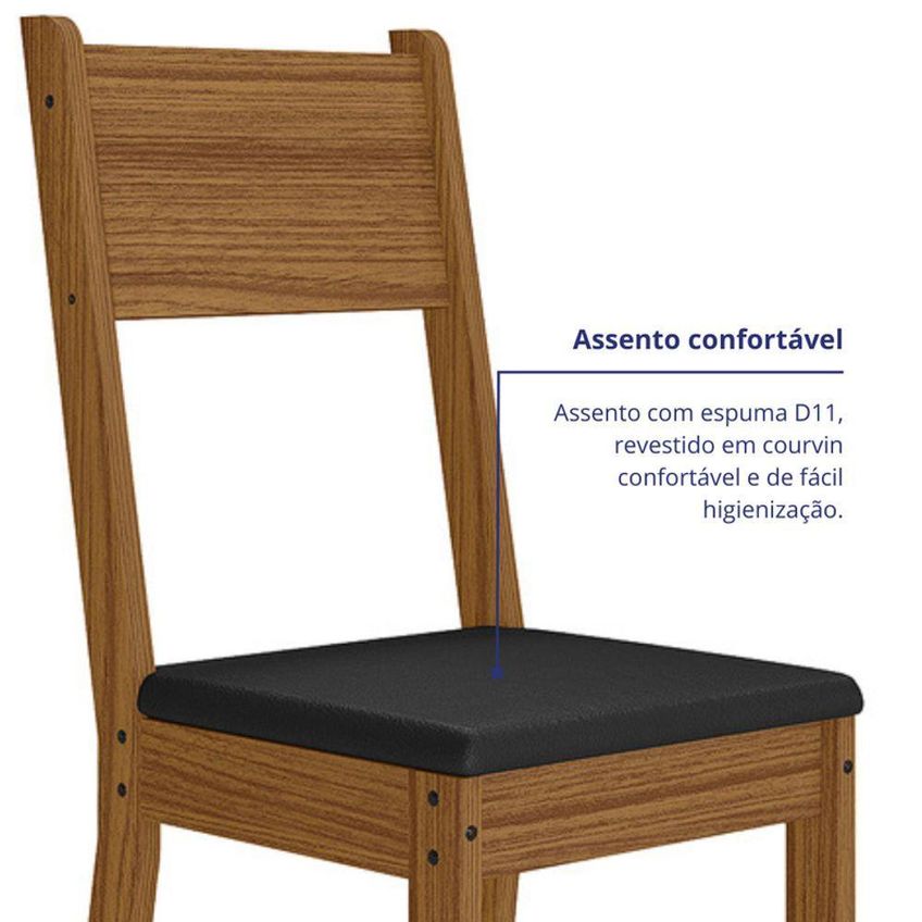 Kit 4 Cadeiras De Jantar Milano Base Carvalho Preto Pallazio - imagem 3