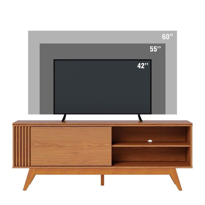 Bancada Ottawa Para TV 65" 160cm MDF-MDP Com Porta Deslizante Amadeirado Colibri Móveis - imagem 5