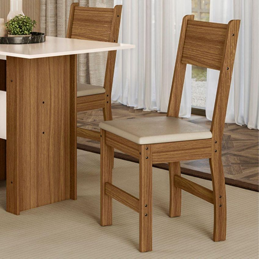 Kit 2 Cadeiras De Jantar Milano MDF Tecido Bege Pallazio - imagem 4