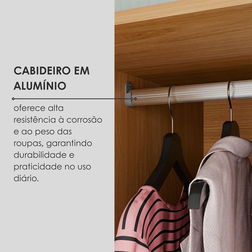 Guarda Roupa Casal Lizz 6 Portas De Bater Mdf Hannover Casa D Móveis - imagem 3