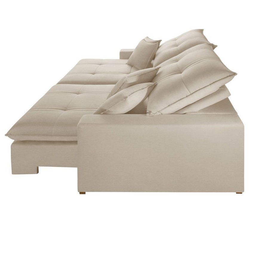 Sofá Império 3 Lugares Retrátil E Reclinável 210cm Creme Bouclê - imagem 3