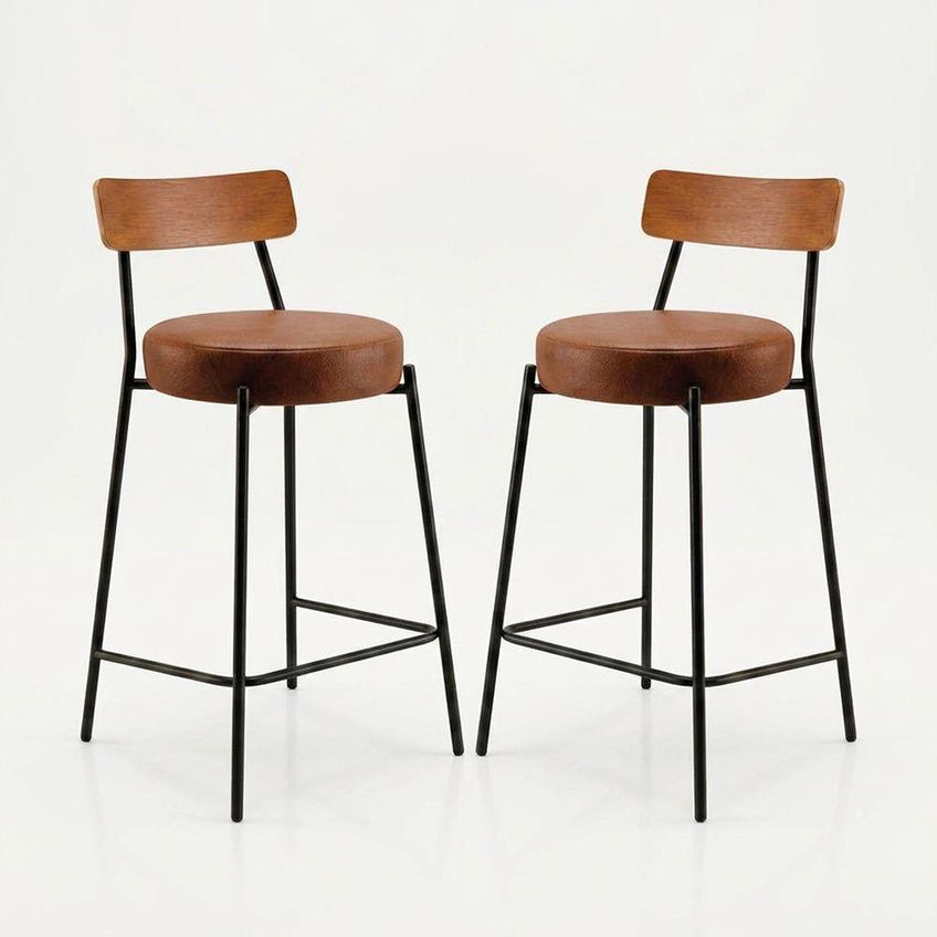Banqueta Londrina Pu D03 Assento Pu Base Fixa Com Encosto 95cm Marrom E Preto D'rossi - imagem 3