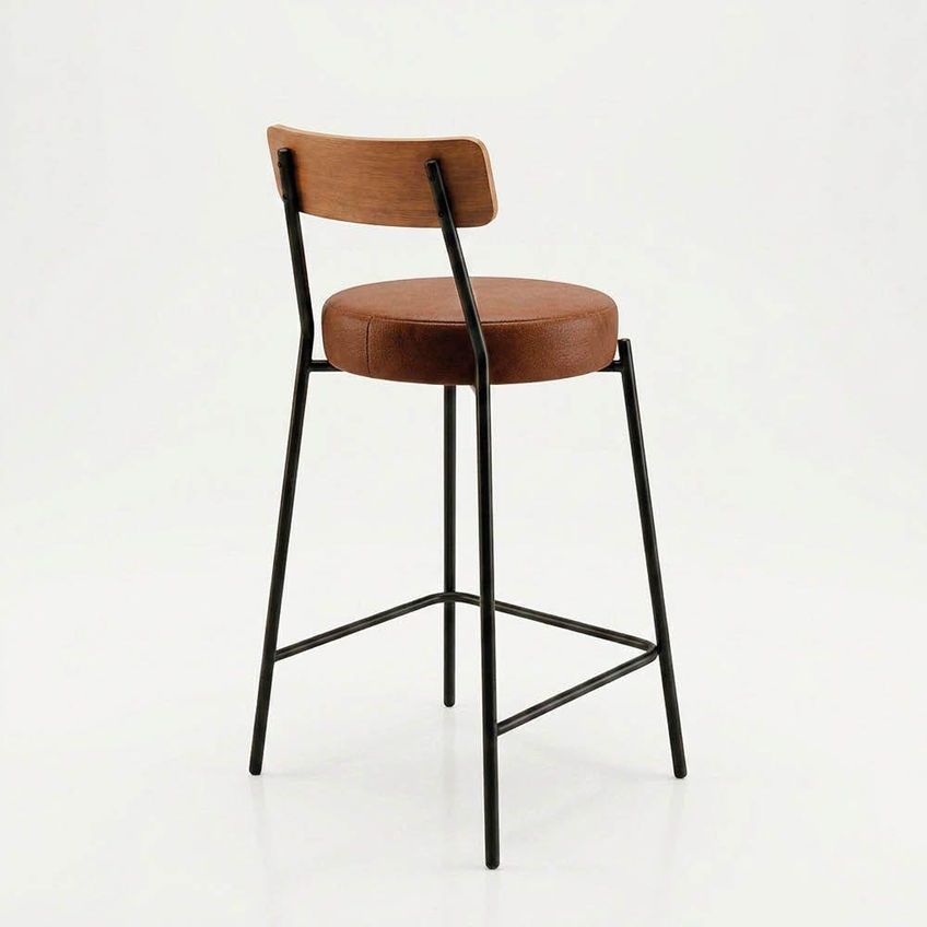 Banqueta Londrina Pu D03 Assento Pu Base Fixa Com Encosto 95cm Marrom E Preto D'rossi - imagem 4