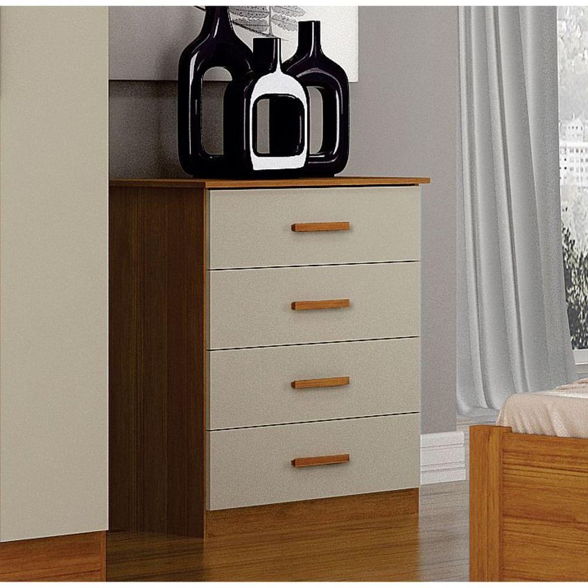 Cômoda Rubi 4 Gavetas MDF Puxador em Madeira Bronze Leifer Móveis - imagem 3