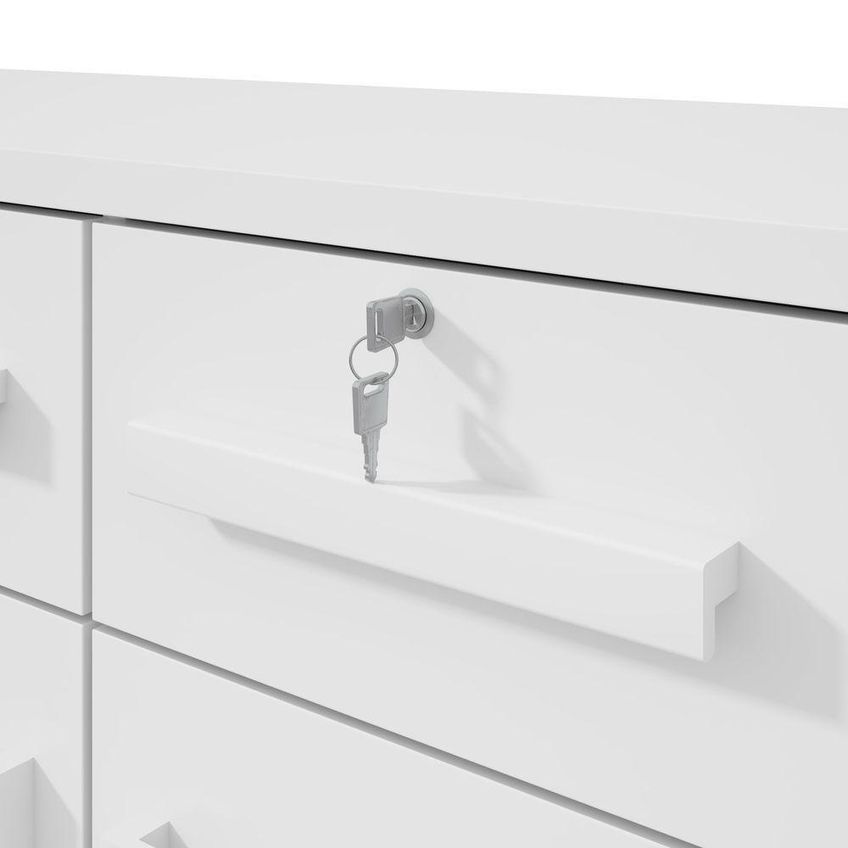 Cômoda Toronto 8 Gavetas 2 Portas Estrutura MDP MDF Puxador MDF Branco Móveis Lopas - imagem 4