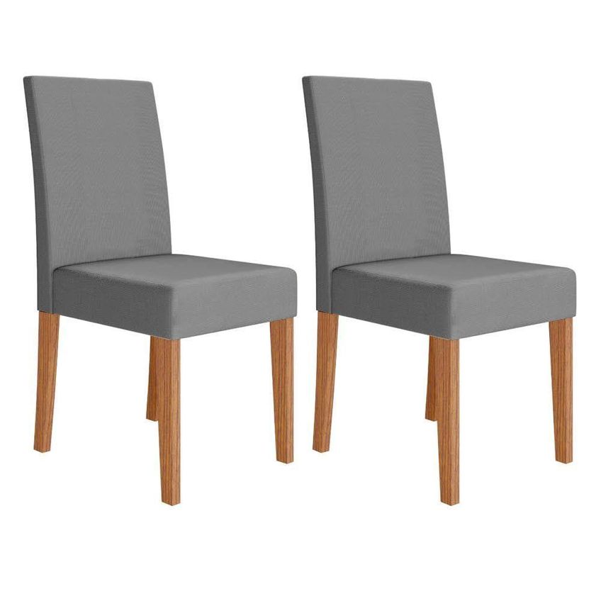 Kit 4 Cadeiras De Jantar Josi Mdf Suede Base Freijó Cinza Pallazio - imagem 4