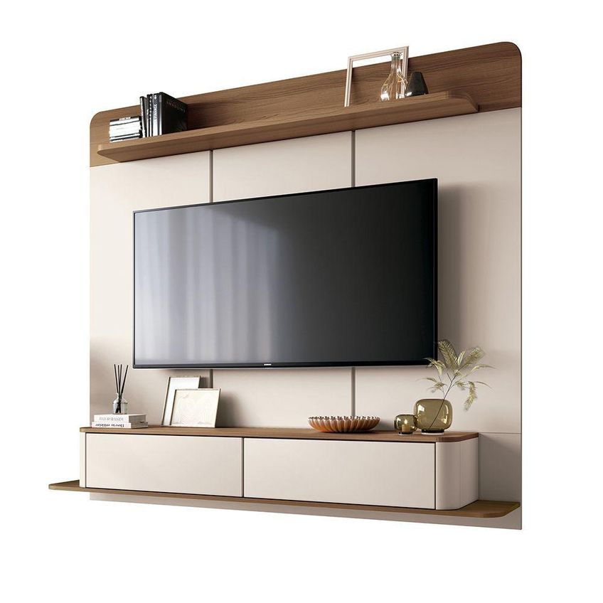Conjunto Sala Painel Suspenso Tv 70 Polegadas Sofá Charlie 3 Lugares Mdf Off White - imagem 3