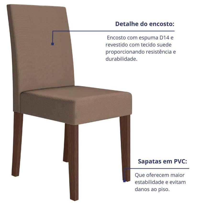 Kit 2 Cadeiras De Jantar Josi Mdf Suede Capuccino Amêndoa Pallazio - imagem 3