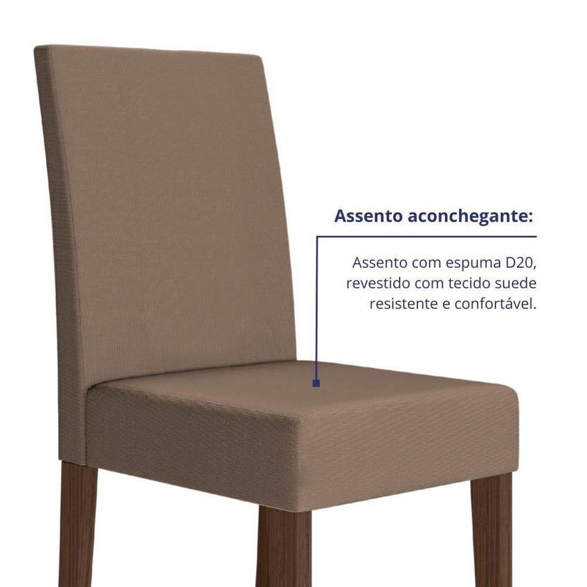 Kit 2 Cadeiras De Jantar Josi Mdf Suede Capuccino Amêndoa Pallazio - imagem 5