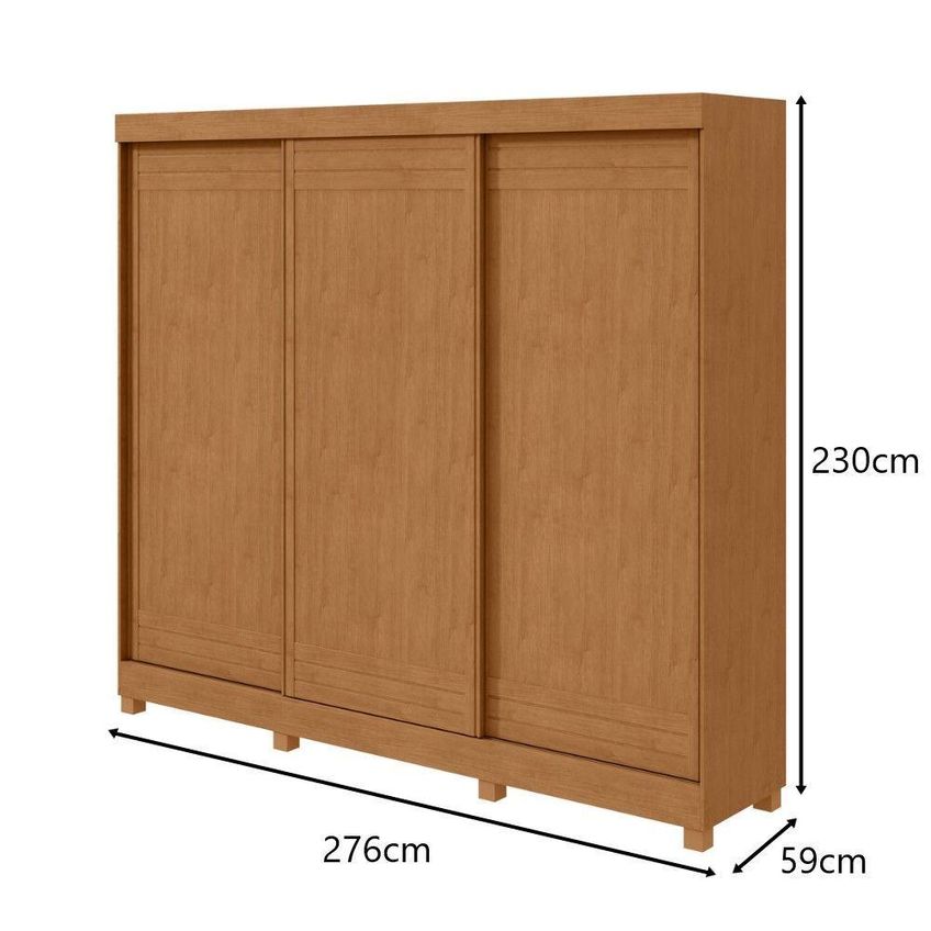 Guarda Roupa Casal Nice 3 Portas De Bater 4 Gavetas MDP Amendoa Clean Móveis Lopas - imagem 3