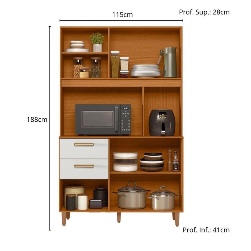 Kit De Cozinha Marina Médio 5 Portas 2 Gavetas MDF-MDP 120cm Pallazio - imagem 5