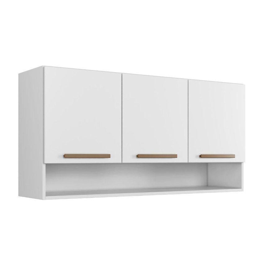 Armário Aéreo Plus 120cm 3 Portas MDF-MDP Giratória Branco - imagem 4
