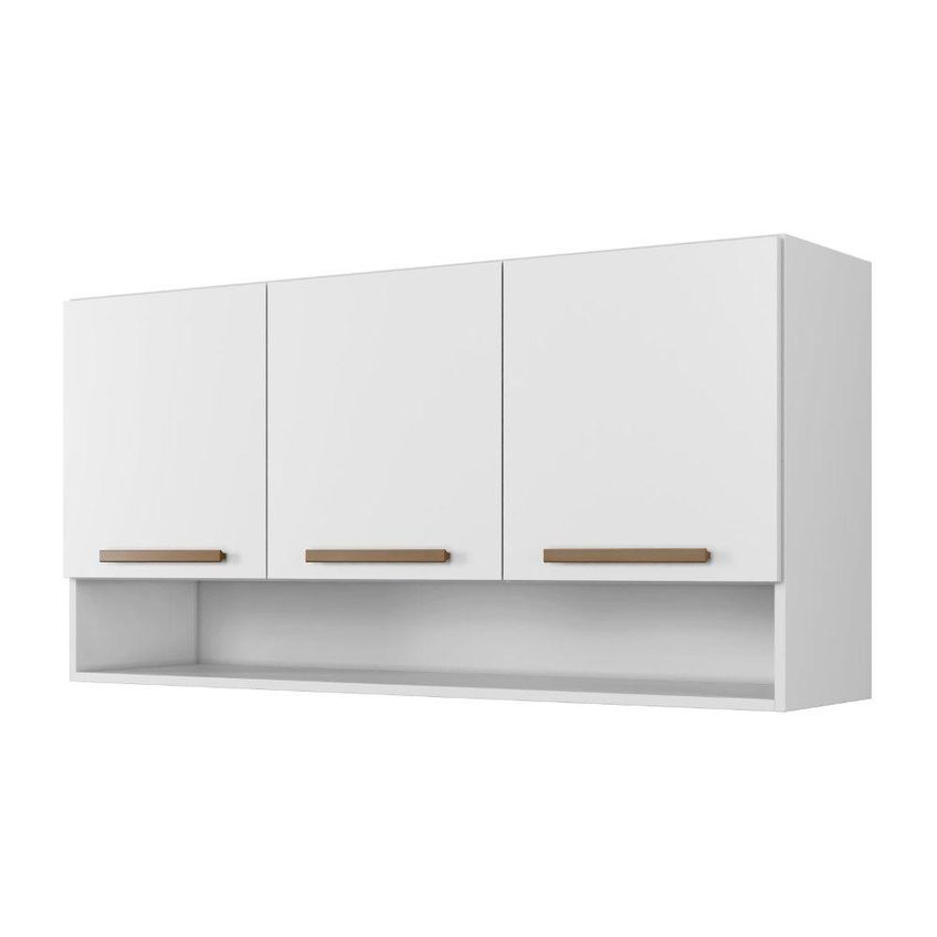 Armário Aéreo Plus 120cm 3 Portas MDF-MDP Giratória Branco - imagem 5