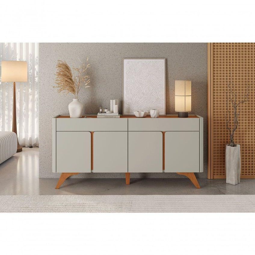 Buffet Arcus Moderno 4 Portas 2 Gavetas MDF 172cm Off White Naturalle Mavaular Móveis - imagem 4