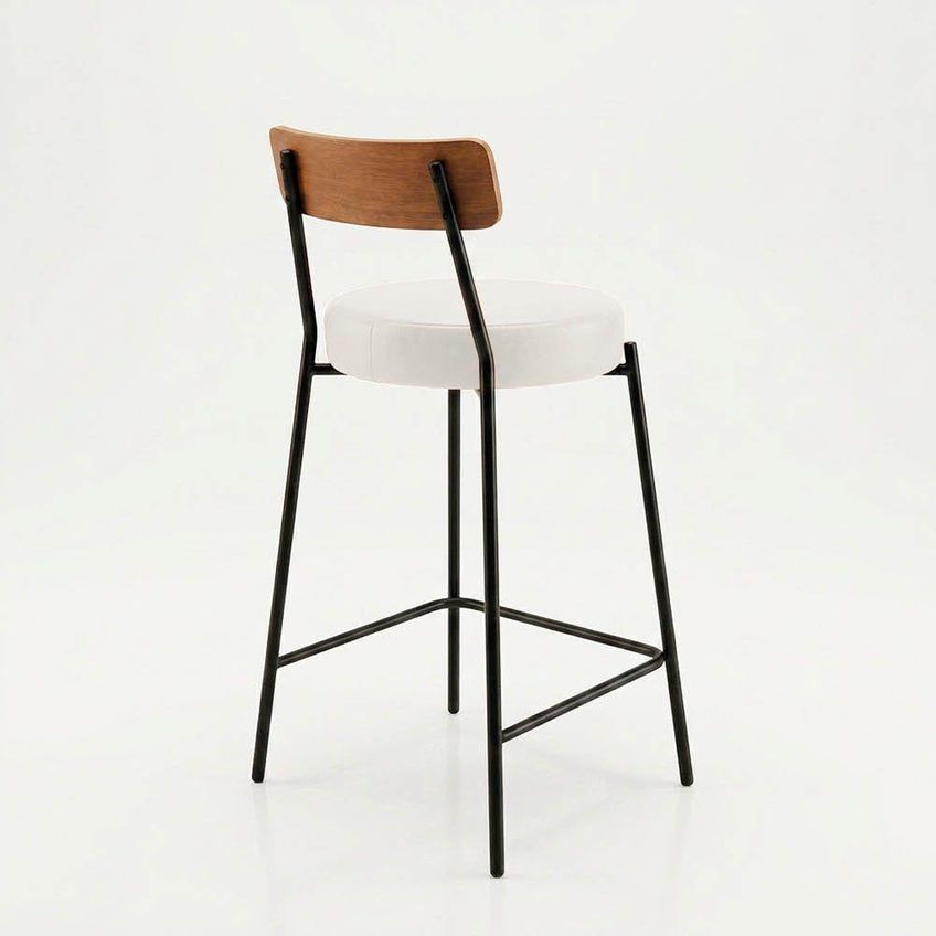 Banqueta Londrina Pu D03 Assento Em Pu Base Fixa Com Encosto 95cm Branco D'rossi - imagem 3