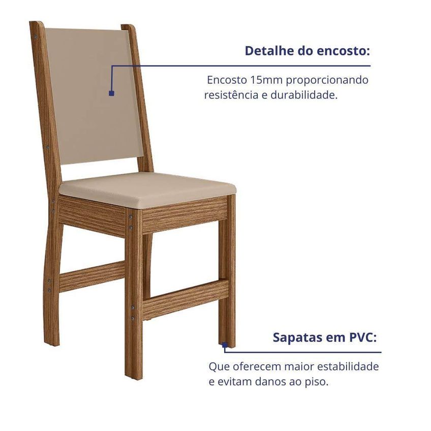 Kit 4 Cadeiras De Jantar Clara MDF Courino Bege Pallazio - imagem 3