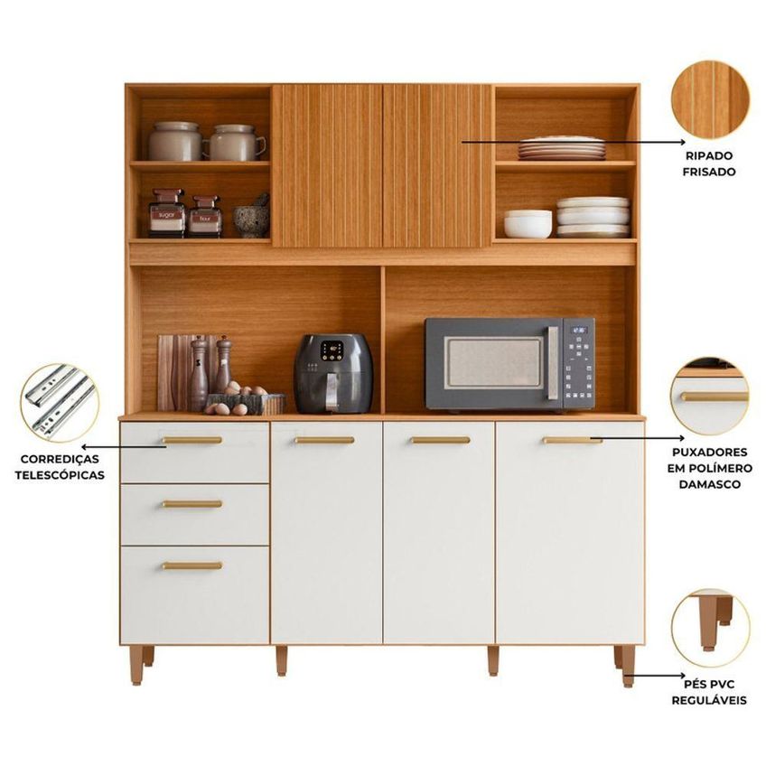 Kit De Cozinha Marina Grand 5 Portas 2 Gavetas Mdf-mdp 115cm Pallazio - imagem 3
