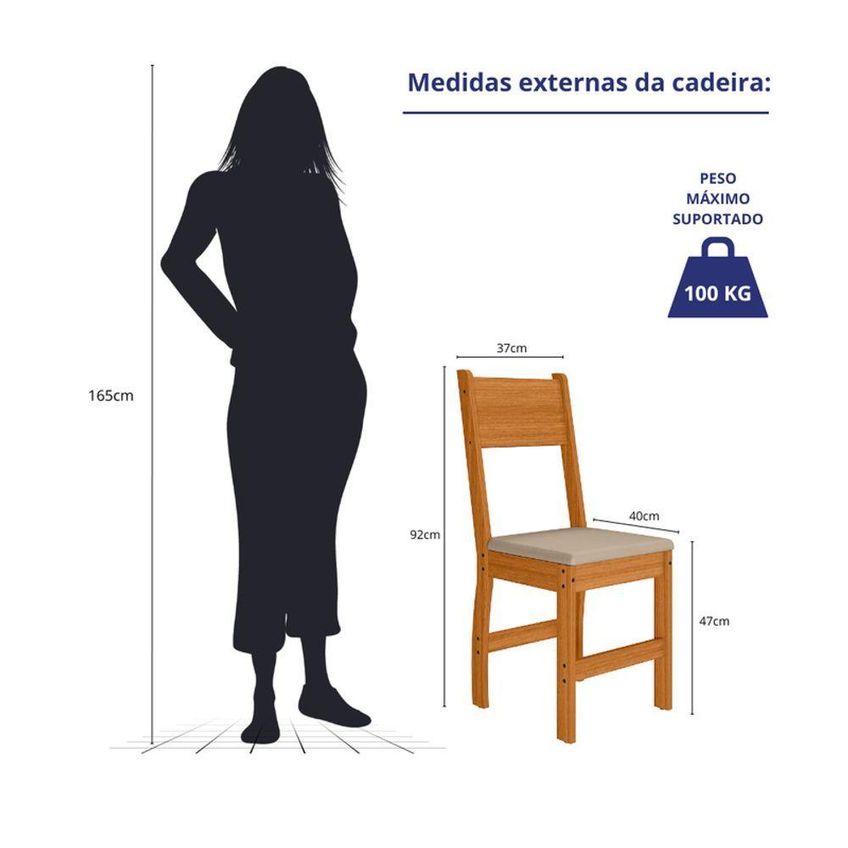 Kit 4 Cadeiras De Jantar Milano Mdf Espuma Bege Pallazio - imagem 3
