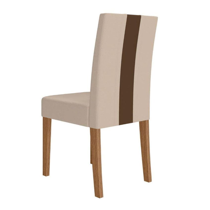 Kit 8 Cadeiras De Jantar Linea Mdf Suede Bege Base Carvalho Pallazio - imagem 5