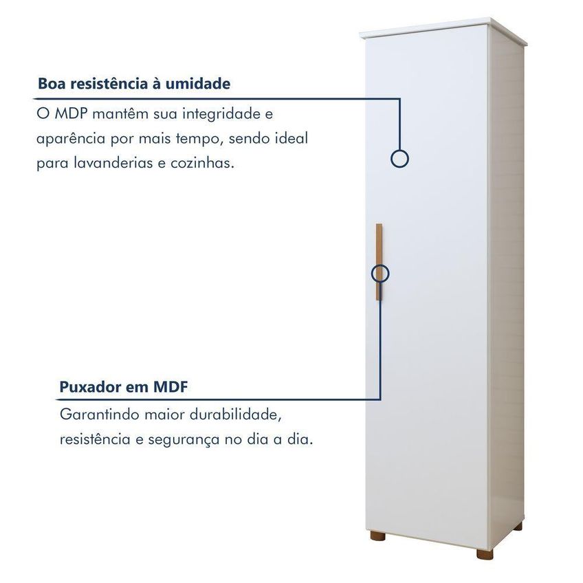 Armário Multiuso Jasmim 1 Porta 4 Prateleiras MDP 40cm Kaiki Móveis - imagem 3