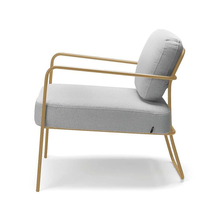 Kit 2 Poltronas Elaine Estrutura Mdf Base Aço Dourado Linho Cinza D'rossi - imagem 3