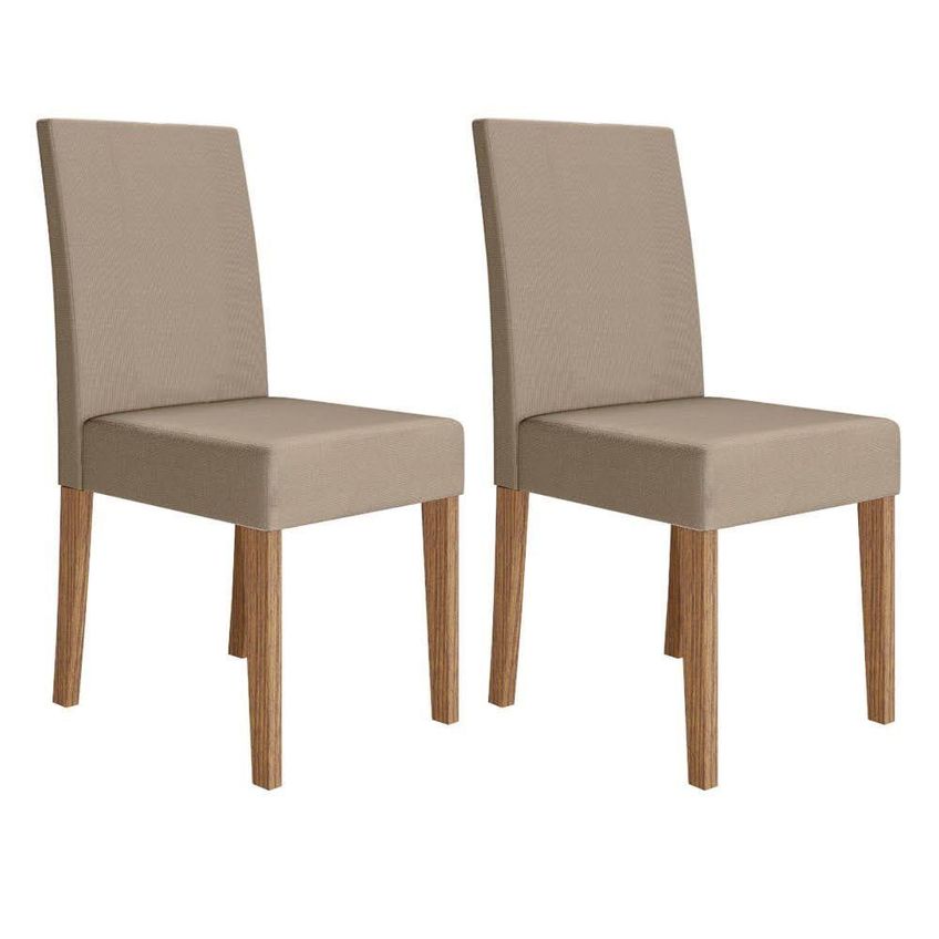 Kit 8 Cadeiras De Jantar Josi Mdf Suede Bege Base Carvalho Pallazio - imagem 5