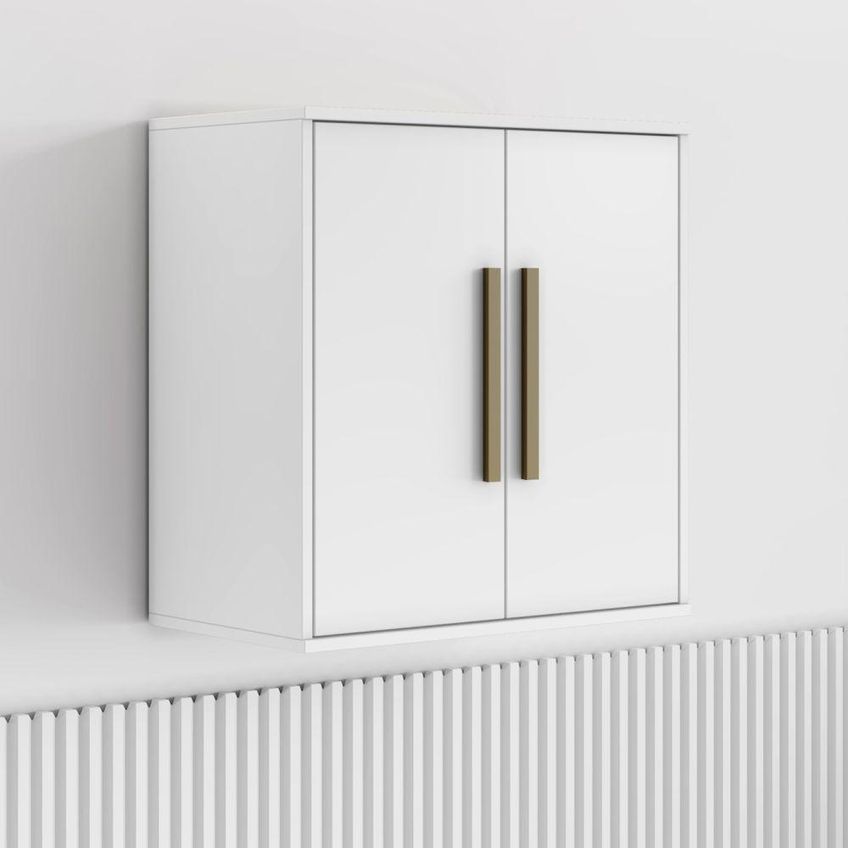 Armário Aéreo Lorena 60cm 2 Portas MDF MDP Porta de Bater Branco - imagem 5