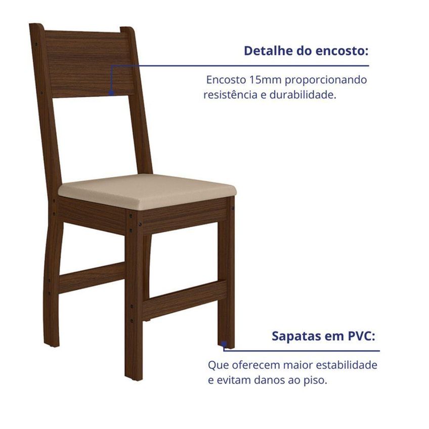 Kit 2 Cadeiras De Jantar Milano MDF Tecido Bege Pallazio - imagem 4