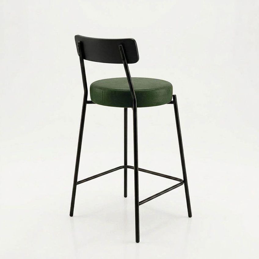 Banqueta Londrina Pu D03 Assento Pu Base Fixa Com Encosto Fixo Verde D'rossi - imagem 2