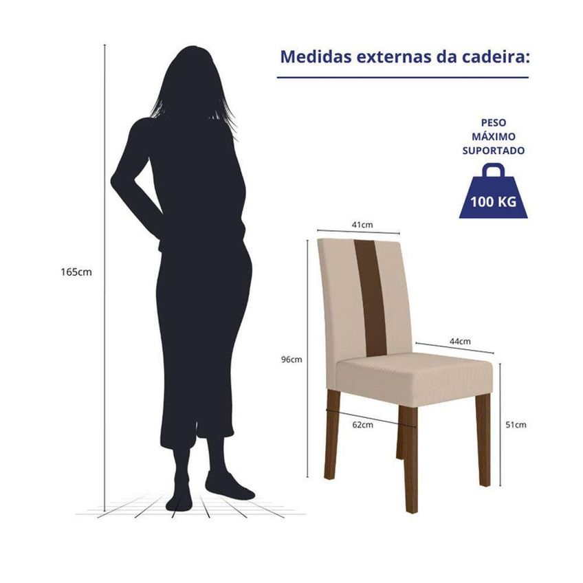 Kit 2 Cadeiras De Jantar Linea Mdf Suede Bege Pallazio - imagem 3