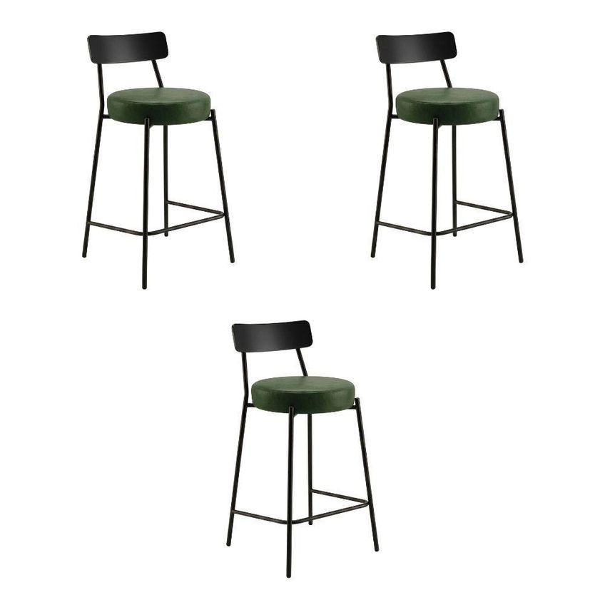 Banqueta Londrina Pu D03 Assento Pu Base Fixa Com Encosto Fixo Verde D'rossi - imagem 3