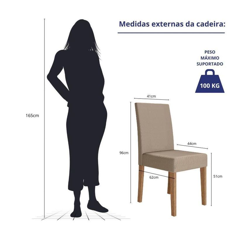 Kit 4 Cadeiras De Jantar Josi Mdf Suede Bege Pallazio - imagem 4