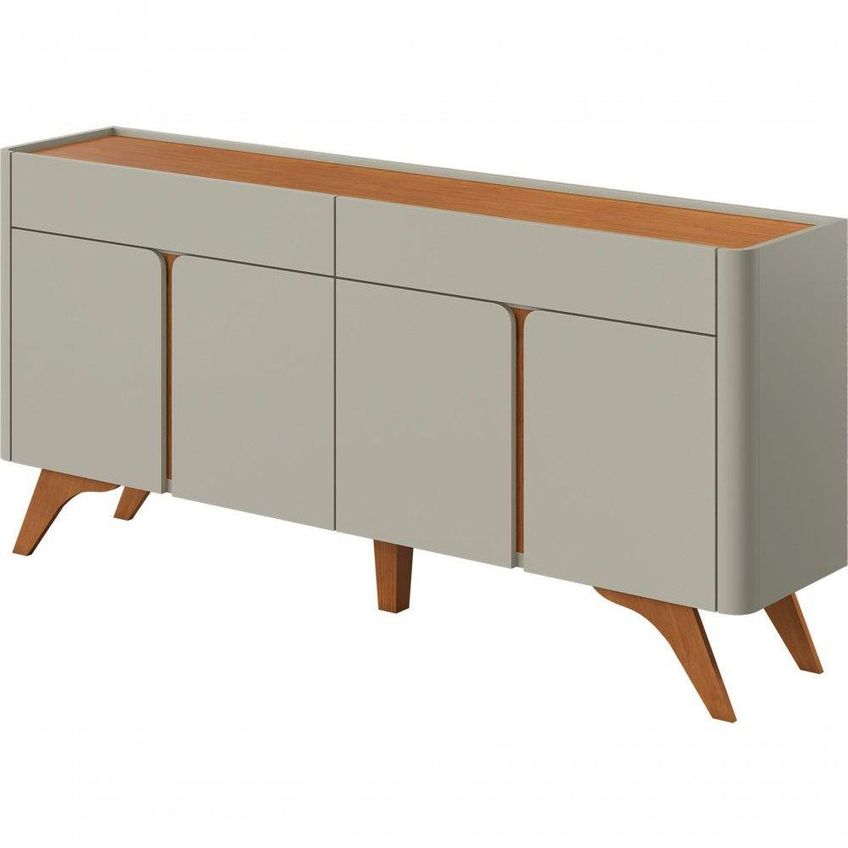 Buffet Arcus Moderno 4 Portas 2 Gavetas MDF 172cm Off White Naturalle Mavaular Móveis - imagem 3