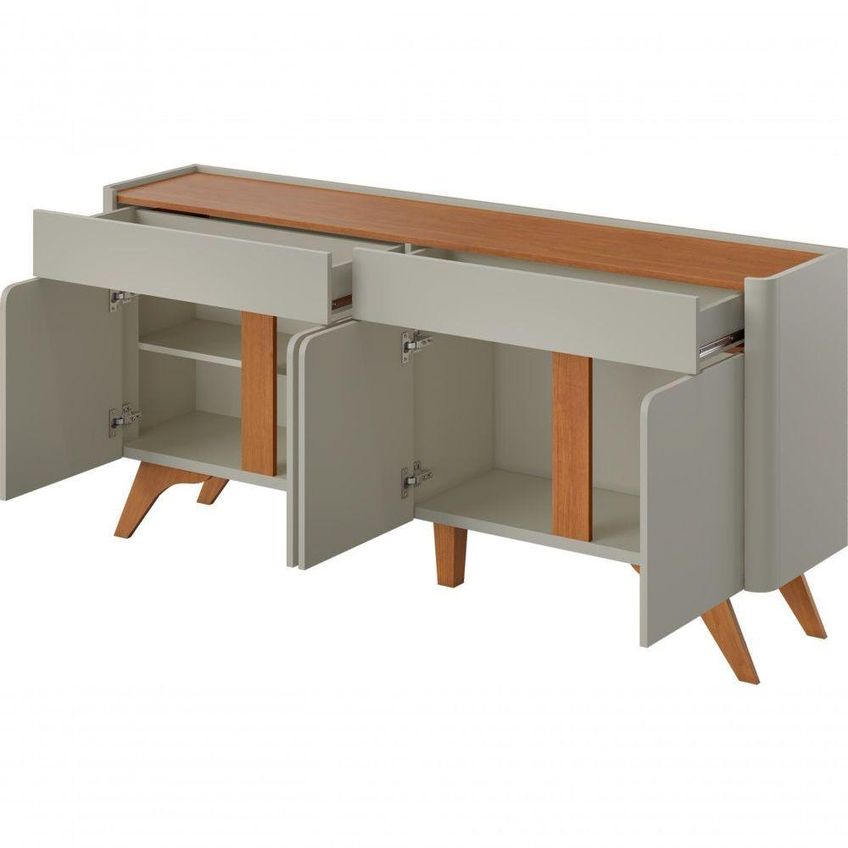 Buffet Arcus Moderno 4 Portas 2 Gavetas MDF 172cm Off White Naturalle Mavaular Móveis - imagem 5