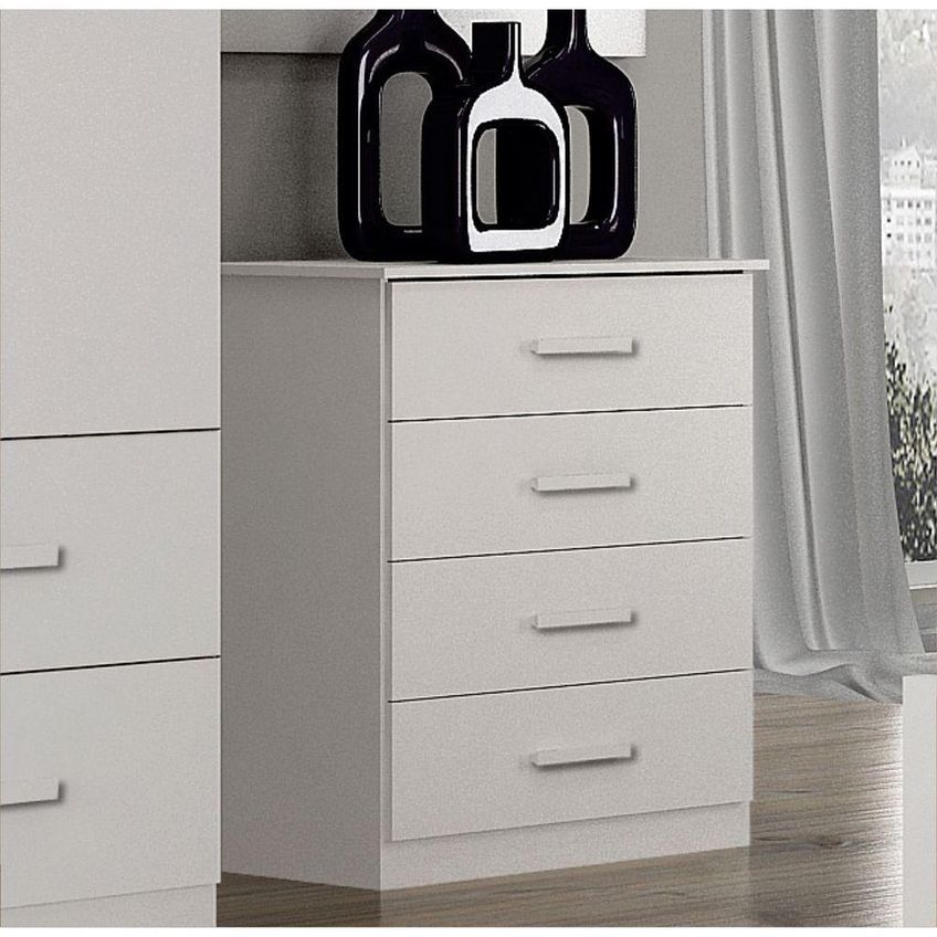 Cômoda Rubi 4 Gavetas MDF Puxador em Madeira Bronze Branco Leifer Móveis - imagem 3