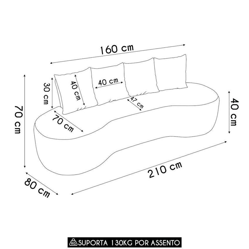 Sofá Benin 3 Lugares Fixo 210cm Marrom Couro Sintético Orgânico D'rossi - imagem 3