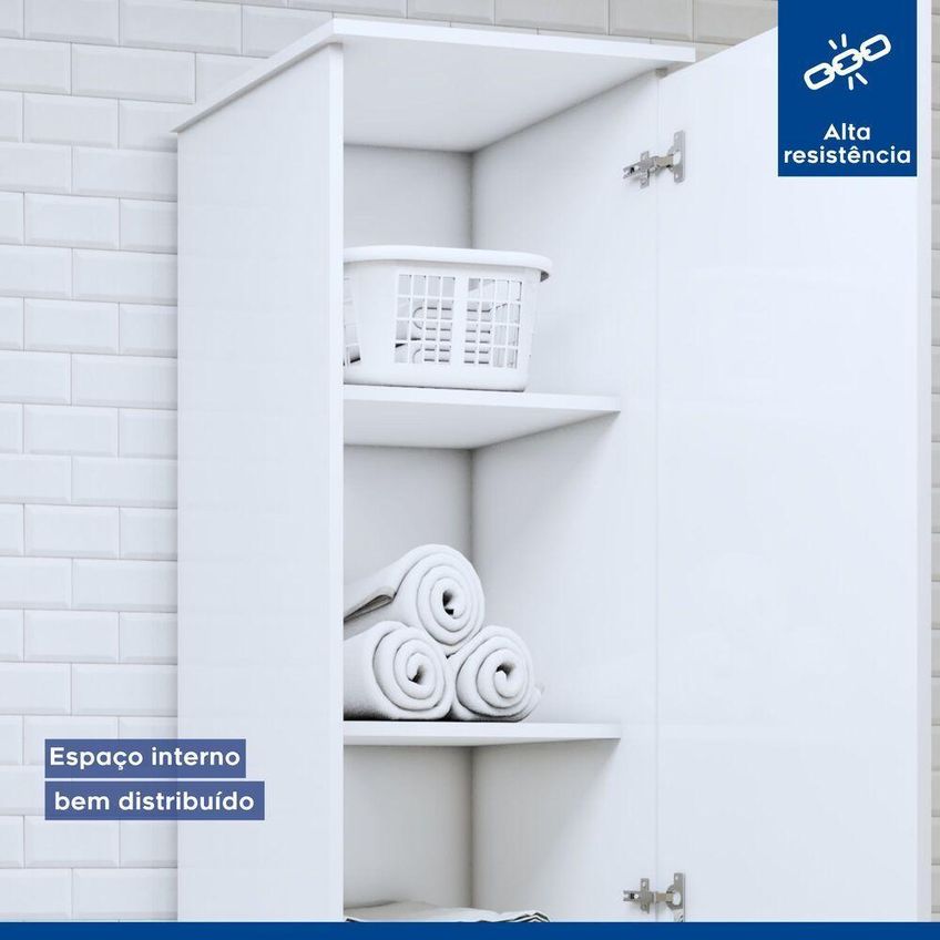 Lavanderia Modulada Uberaba 3 Portas 5 Prateleiras MDF-MDP 60cm Branco - imagem 5