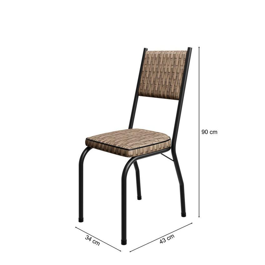 Kit 2 Cadeiras De Jantar 258 Sf Aço Tubular Couro Sintético Preto Combo Stock - imagem 3